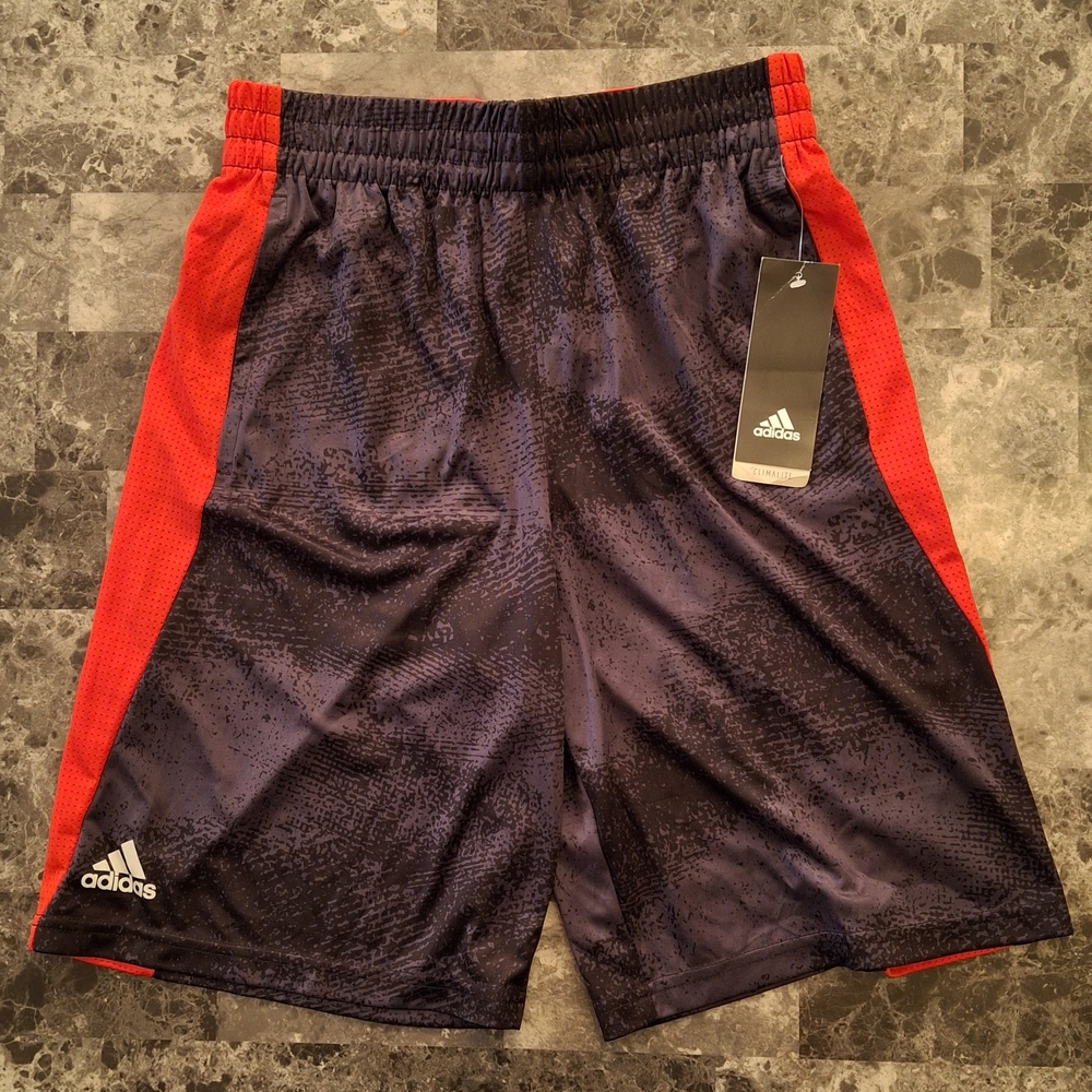 Adidas Men's Black and Red Athletic Shorts